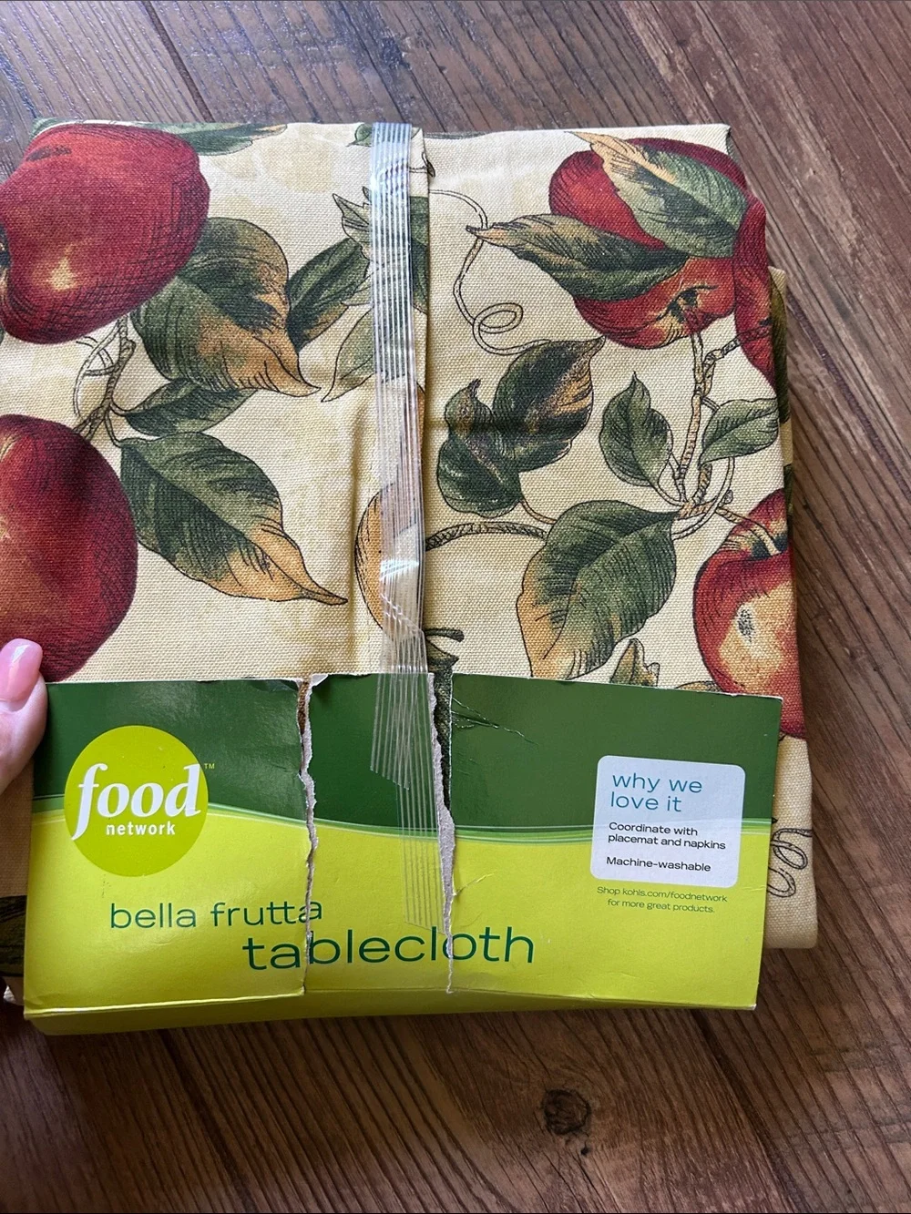 Food Network Bella Frutta Tablecloth — Cream with Red, Green, Purple Accents